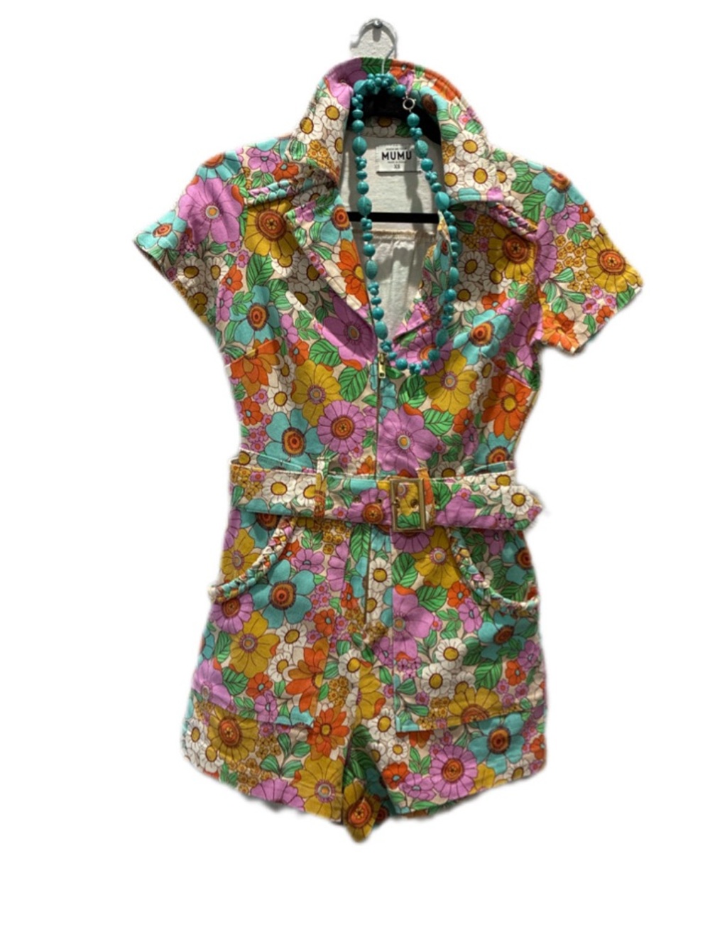 Show Me Your Mumu Pastel Floral Romper in Pink and Mint